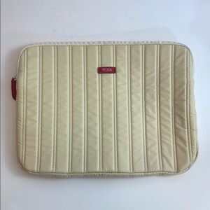 Tumi Cream Quilted Laptop Sleeve‎
